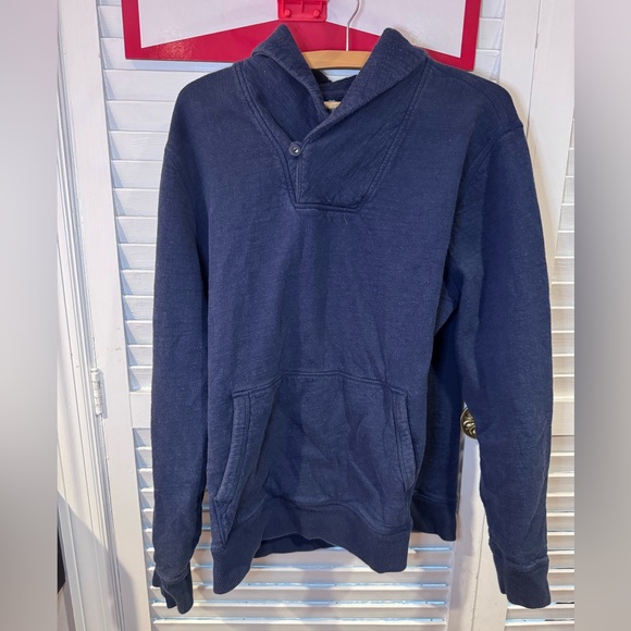 GAP Other - Gap Shawl Collar Pullover Sweatshirt Men’s XL Navy Blue Cotton Button Neck
